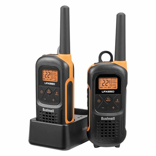 Bushnell Adventure 2-Watt 70-Channel Floating FRS Walkie-Talkie Pair, Black and Orange,  LPX650